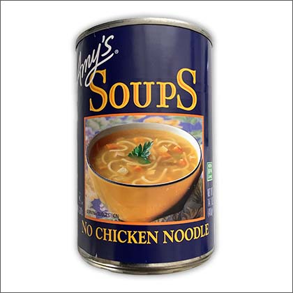 Can of Amy's No Chicken Noodle Soup
