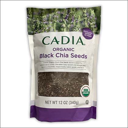 A bag of Cadia Organic Black Chia Seeds