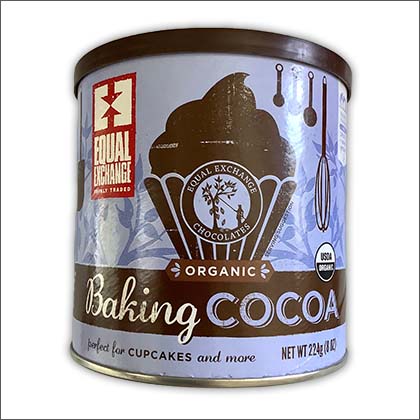 A can of Equal Exchange Baking Cocoa