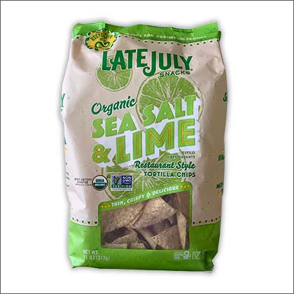 A bag of Late July Sea Salt and Lime Chips