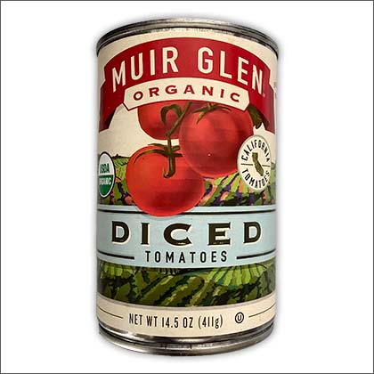 A can of Muir Glen Diced Tomatoes
