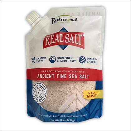 A bag of Redmonds Real Salt